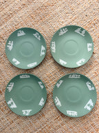 Wedgwood sage green jasperware saucers stacked