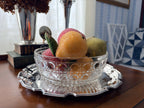Cut crystal bowl styled with sugared fruit