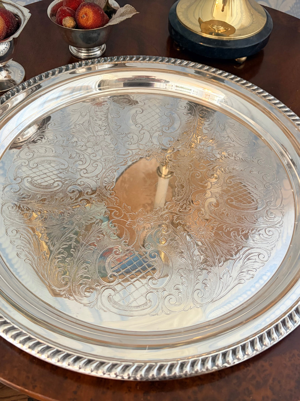 Sheridan Engraved Silverplate Tray, 16"