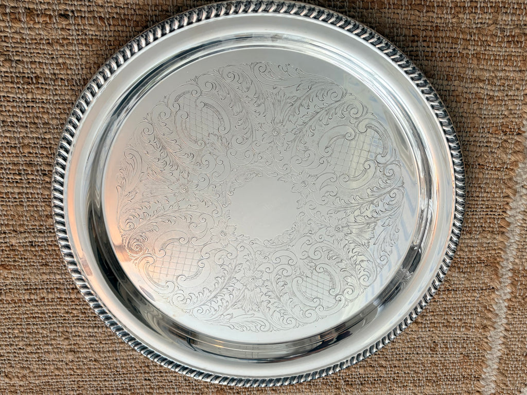 Sheridan Engraved Silverplate Tray, 16"