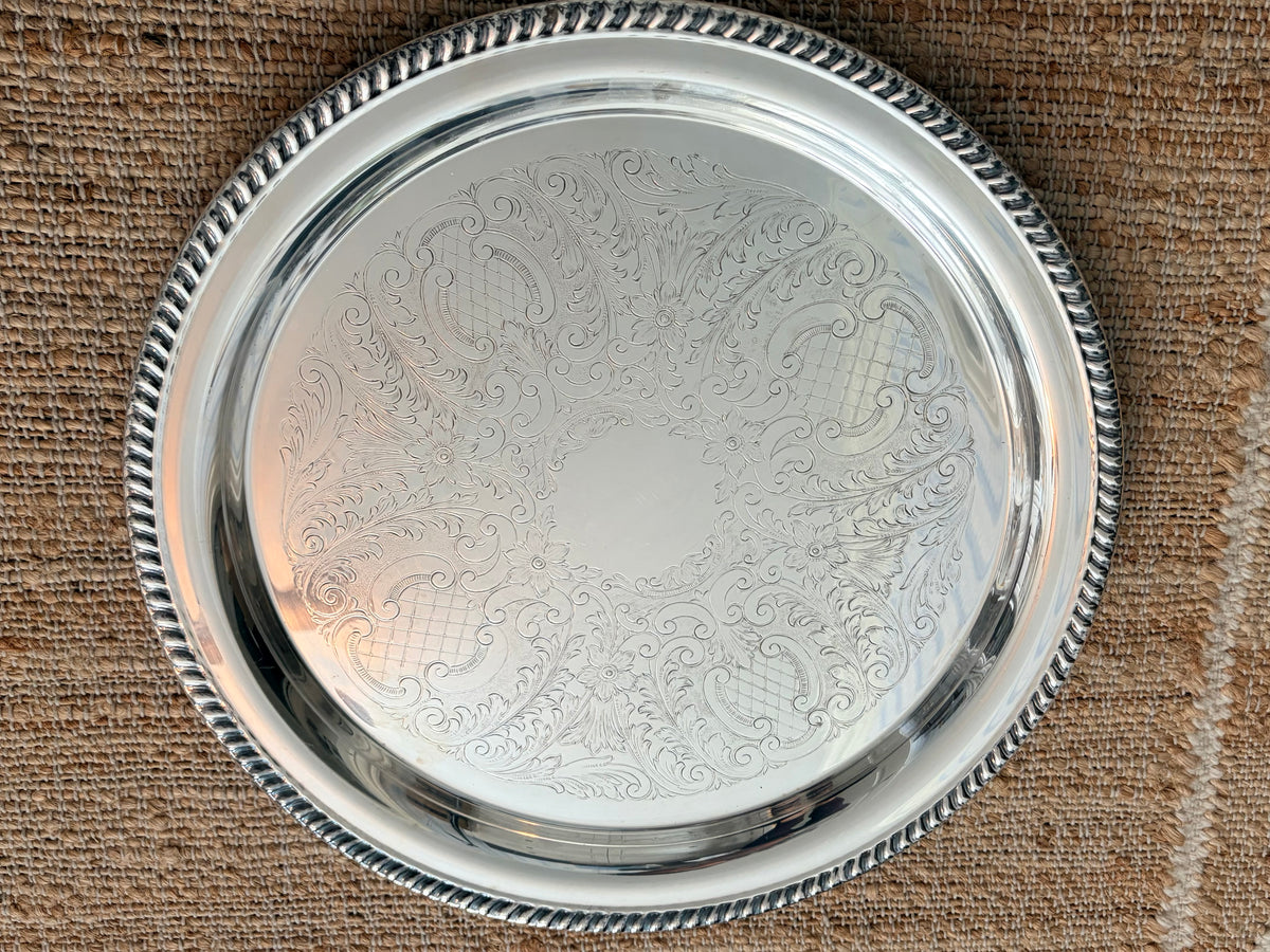 Sheridan Engraved Silverplate Tray, 16"