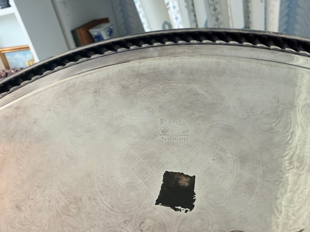 Sheridan Engraved Silverplate Tray, 16"