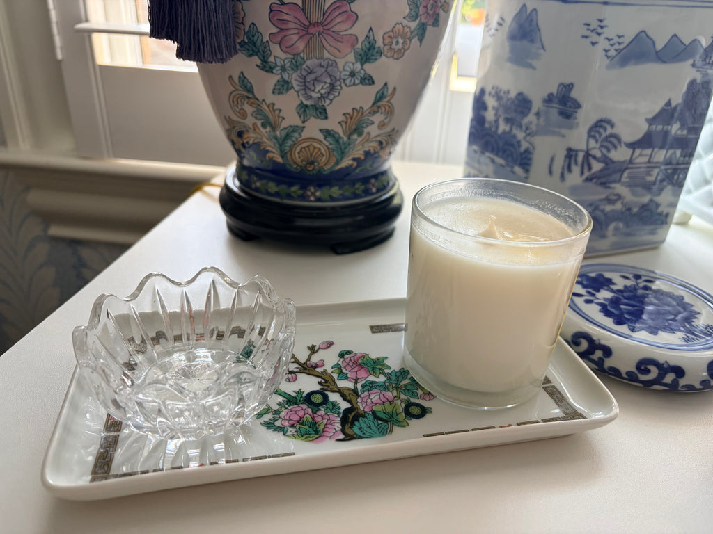 Vintage Ulysse Limoges Porcelain Trinket Tray | Floral Chinoiserie Design