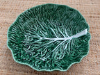 Vintage Bordallo Pinheiro green majolica cabbage bowl from Portugal